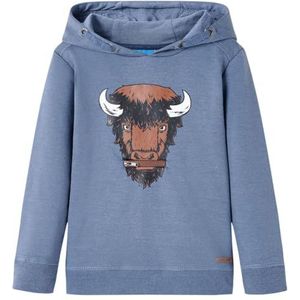 Kindertrui met capuchon 128 gemêleerd blauw, kinderkleding, jongenskleding, kindertrui, kinderkled, meisjeskleding, hippe kinderkleding