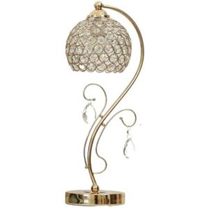 Tafellampen Kristallen Lampenkap Bedlampje Bureaulamp Moderne E27 Nachtkastjelamp Metalen Voet Nachtkastje Lamp (Color : Gold, Size : Push button switch)