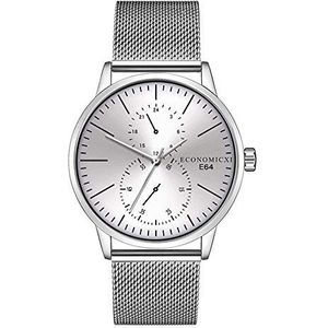 Mannen Elegant horloge Steel Mesh Belt wrap armband quartz horloge Romeinse cijfers Pointer Business Watch E64 (Size : White)