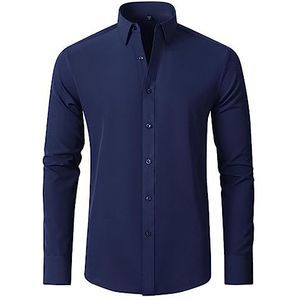 herfst en winter elastische kracht non-iron heren business casual shirt met lange mouwen effen kleur gemerceriseerd verticaal overhemd