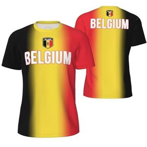Sport Mesh T-Shirt Gradual België Vlag Tees 3D Gedrukt voor Fitness Running Fiets Voetbal Tennis Voetbal, Meerkleurig, S