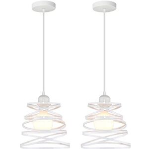 iDEGU 2 stuks moderne creatieve hanglampen, voor binnen, plafondlamp, spiraal design, metaal, waterval, vintage hanglamp voor slaapkamer, keuken, woonkamer, eetkamer (20 cm, wit)