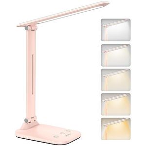 BICKON Bureaulamp LED, Oogbeschermende 7W Kantoor Tafellamp 5 Kleuren en 100%-15% Helderheidsniveaus, Timingfunctie Geheugenfunctie Touchbediening - USB-voeding voor Kinderen, Kantoor, Tabel, Tekenen