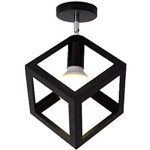 KBEST Moderne plafondlamp creatieve geometrie kubus retro zwarte lamp Edison lamp ijzeren wandlamp voor woonkamer hal gangpad eetkamer eetkamer h30 x l 20 cm, E27