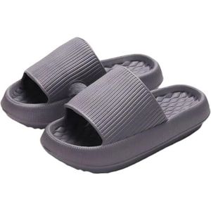 Jhsm-danielfan Set van 2 dikke pantoffels voor dames met plateauzool en wolk - EVA-zachte zool kussentjes voor zomer, strand en thuis, antislip badslippers, Grijs, 40 EU