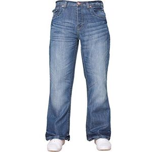 APT Heren eenvoudig blauw bootcut wijde pijpen works vrije tijd jeans grote maten verkrijgbaar in 3 kleuren, Lichte wassing., 28W x 30L