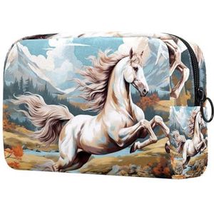 Mooi paard veelzijdige make-uptas voor vrouwen en meisjes, canvas ritszakje voor reistoiletartikelen en make-up, Veelkleurig #06, 18.5x7.5x13cm/7.3x3x5.1in, Modieus