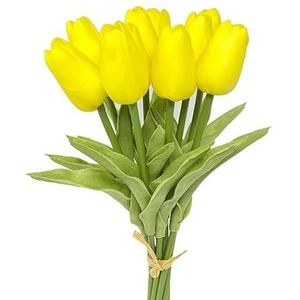 Kunsttulpen bloemen 3/5 stuks tulp kunstbloemen real touch boeket nepbloemen decoratie voor bruiloft benodigdheden woondecoratie Valentijnsdag bloemen (kleur: geel, maat: 5 stuks)