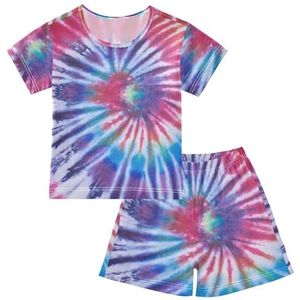 YOUJUNER Kinderpyjama-set Tie Dye Trippy T-shirt met korte mouwen zomer nachtkleding pyjama lounge wear nachtkleding voor jongens meisjes kinderen, Meerkleurig, 5 jaar