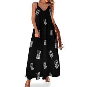 Zwarte Vlag MAGA Maxi-jurk voor dames, zomer, V-hals, mouwloos, spaghettibandjes, lange jurk