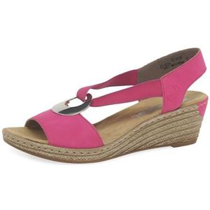 Rieker Sandalen met sleehak voor dames, Fuchsia, 37 EU