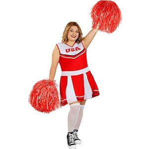 Funidelia | Cheerleader kostuum voor vrouwen American Football - Kostuum voor Volwassenen, Accessoire verkleedkleding en rekwisieten voor Halloween, carnaval & feesten Maat - 3XL - Rood