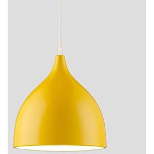 Mengjay Design industriële vintage led-hanglamp, diameter 17 cm, voor E27-lampen, zwart en wit naar keuze, voor woonkamer, eetkamer, restaurant, kelder, kelder, kelder enz. (geel)