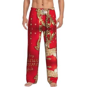Dexnel Merry Christmas 3 zachte pyjamabroeken voor mannen, klassieke slaapbroek, comfortabel, polyester pyjamabroek met zakken, Wit, S