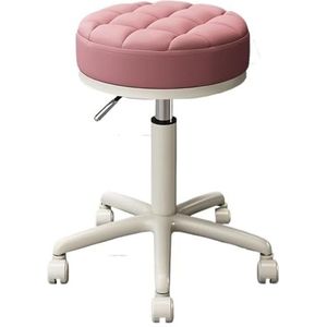 FXLUHAY Roterende kruk Ergonomische Draaistoel Ronde Rollende Krukken Verstelbare Werkkruk met 5 Wielen voor Schoonheid, Haar, Massagesalon, Lab