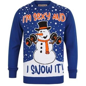 Snow It Motif Novelty Christmas Jumper in Limoges Blue – Merry Christmas - XL
