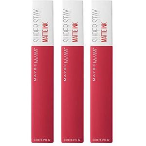 Maybelline New York Superstay Matte Ink Lips kopieer resultaten en uniforme matte vermogensduur ongeveer 16 uur kleur 80 regel - 3 cosmetica