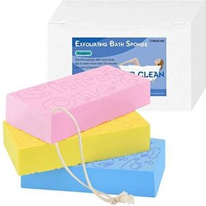 3 stuks exfoliërende badspons, Aziatische badspons voor douche, Koreaanse vochtinbrengende crème en exfoliator lichaamsspons, Japanse spa cellulitis massager dode huidspons verwijderaar voor lichaam