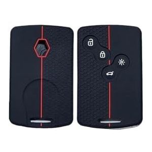 Hoes Autosleutel Voor Stofdoek Voor Captur Voor Clio Voor Logan Voor Megane 1 2 3 Voor Koleos 4 Knoppen Siliconen Autosleutel Case Cover(1 Pcs Red Line)