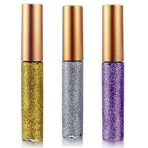 Eyeliner, glitter, vloeibare oogschaduw, 3 kleuren, metallic glitter, fonkelende eyeliner, gezicht, ogen, cosmetica, glans, make-up, glitter, oogschaduw, vloeibaar, duurzaam, oogschaduw, goud, zilver