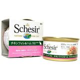 Schesir - Kipfilets en ham van gelatine, 85 g, 1 doos kattenvoer