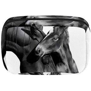 Zwarte Veulen Baby Paard Reis Gepersonaliseerde Make-up Bag Cosmetische tas Toiletry tas voor vrouwen en meisjes, Meerkleurig, 17.5x7x10.5cm/6.9x4.1x2.8in