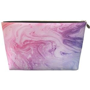 CRJSYCBYB Kleurrijke Marmeren Pastel Blauw Paars gedrukt Lederen Reizen Toiletry Bag Draagbare Kosmetische Tas Clutch Bag, Goud, Eén maat