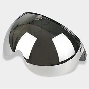 Motorcross bril, motorbril universele 3-snap-motorhelm-vizier-lens flip-U-schild lens voor Torc-BEON 3-knops helm helm halfgezicht vizierglas (kleur: zilveren lens)