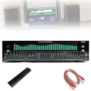 UIHECTA Audio Stereo Graphic EQ, 31-Band Digital Equalizer, 12 Rhythm Patterns, with Noise Reduction, Bluetooth 5.4 Optical Coaxial Digital Audio Decoding, for Recording Studio