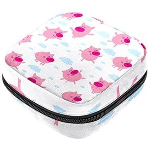 Maandverband Opbergtas, Vrouwelijke Product Pouches Draagbare Periode Kit Tas voor Meisjes Vrouwen Dames Varkensdieren, Meerkleurig, 4.7x6.6x6.6 in/12x17x17 cm