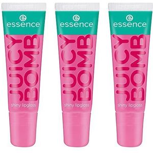 Essence Juicy Bomb Glanzende lipgloss, nr. 102, Pink, glanzend, stralend fris, glinsterend, veganistisch, zonder alcohol, zonder parabenen, zonder microplastic deeltjes, set van 3 stuks (3 x 10 ml)
