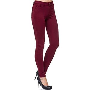 Elara Dames Stretchbroek Skinny Fit Jeggings Chunkyrayan H23 Bordeauxrot 34 (XS)