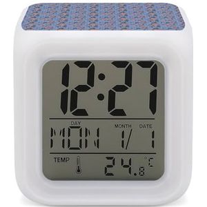 Rozen Digitale Wekker voor Slaapkamer Datum Kalender Temperatuur 7 Kleuren LED Display