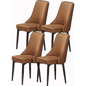 GEIRONV Moderne eetkamerstoelen set van 4, waterdichte PU lederen zijstoel met koolstofstalen voeten keuken woonkamer stoelen Eetstoelen