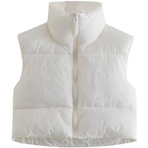 Women's Winter Crop Vest - Stand Collar Cropped Puffer Vest, Warm Short Waistcoat for Women, Casual Sleeveless Puffer Jacket with Zipper, Soft and Comfortable