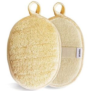 Natuurlijke Loofah spons Exfoliërende Body Scrubber (2 Pack), Gemaakt met Milieuvriendelijke en Biologisch Afbreekbare Douche Luffa Sponge, Loofah voor Dames en Heren, Beige