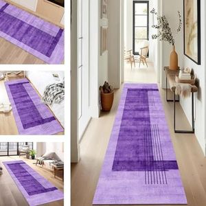 SUCERU Tapijtloper Vloerkleed Antislip Keukentapijt Wasbare Modern Tapijtenlopers 120X350CM Deurmatten Lopers Donker Paars Tapijtmatten Ingang Slaapkamer Woonkamer Wasruimte keukenvloermat