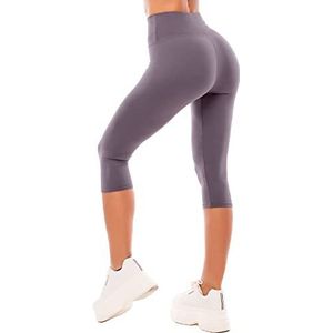 SINOPHANT Hoge Taille Capri 3/4 Lengte Leggings voor Vrouwen, Boterzachte Elastische Ondoorzichtige Buikbeheersings Leggings, Gekorte Broeken voor Sport, Gym en Yoga(Donkergrijs, S-M)