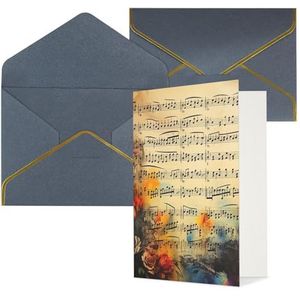 KKLWEGU Vintage muzieknotitie wenskaart met enveloppen denken aan je kaart gelukkige verjaardag bruiloft uitnodiging blanco notitiekaarten voor alle gelegenheden 4x6