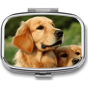 Hond Golden Retriever Pillendoos Pil Case Leuke Pil Organizer Pil Houder Geneeskunde Pil Organizer Pil Container Dagelijkse Pil Organizer Kleine Pillendoos Pil Case voor Portemonnee Pocket