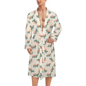 Cartoon Turtle herenmantel zachte badjas pyjama nachtkleding loungewear ochtendjas met riem S
