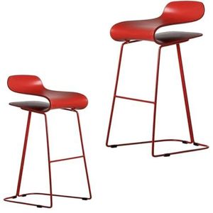 Bar 2 sets barkrukken, moderne keukenstoelen met massief stalen frame rode elastische zitting barkrukken, ergonomische hoge krukken Krukken (Size : 56CM)