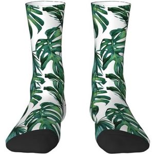 Tropische palmbladeren, compressiesokken, crew-sokken, casual sokken voor volwassenen, sportsokken