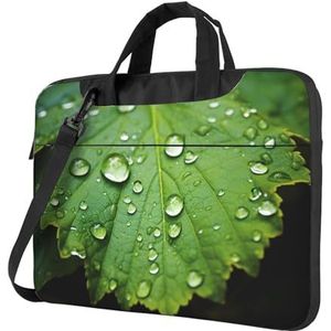 Raindrop Leaf Laptop Tas voor Vrouwen Mannen 15.6 inch Computer Sleeve Zakelijke Reizen Aktetas Messenger Bag, Zwart, 15.6 inch