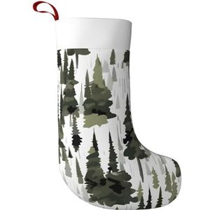 RRSZCC Witte Bomen Camo Patroon Print Kerst Kousen Xmas Kousen Manchet Kousen Voor Trappen Open Haard Opknoping Xmas Home Decor