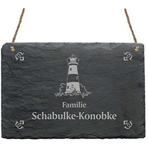 Leistenen bord « Familie - UW naam - » met vuurtoren motief - deurplaat naambord belbord - Oostzee Noordzee Matrose