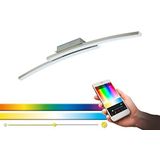Eglo Connect Fraioli-C Led-plafondlamp, 2 lampen, van aluminium en kunststof, mat nikkel, wit, kleurtemperatuurverandering (warm, neutraal, koud), RGB