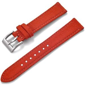 ZHGUIMING Nylon leren horlogeband 18mm 20mm 22mm band Canvas nylon horlogeband snel los te maken bandjes for Huawei Watch GT2 GT3 42mm riem(Orange-Silver,18mm)