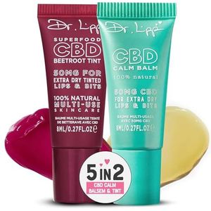Dr. Lipp CBD Balsems 2x8ml – Kalmerende Balsem & Rode Biet Tinted Balm 5-in-2 voor Droge Lippen & Gevoelige Huid – Met 50mg CBD & 100% Natuurlijke Lanoline – Zonder Parfum & Dierproefvrij