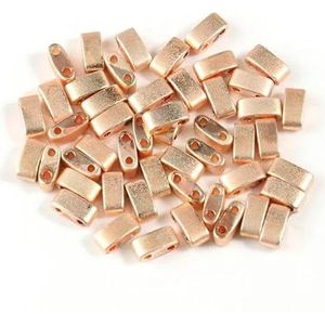 Hematiet twee gaten kralen bedels goud zilver kleur geometrisch patroon platte kralen voor het maken van Boheemse ketting armbanden-mat roségoud - 5 x 5 x 2 mm, 70 stuks